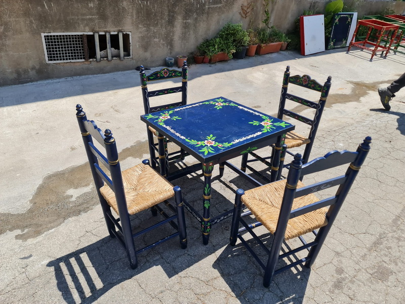 conjunto mesa madera andalucia mesa 64.5x68x67.5 2u